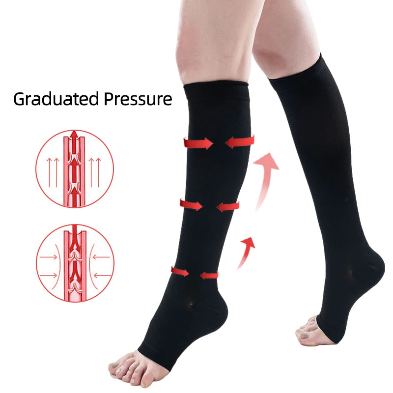 2025 Sports Running Compression Calf Sleeves – 30–40mmHg Open-Toe Medical Support for Varicose Veins - Image 3
