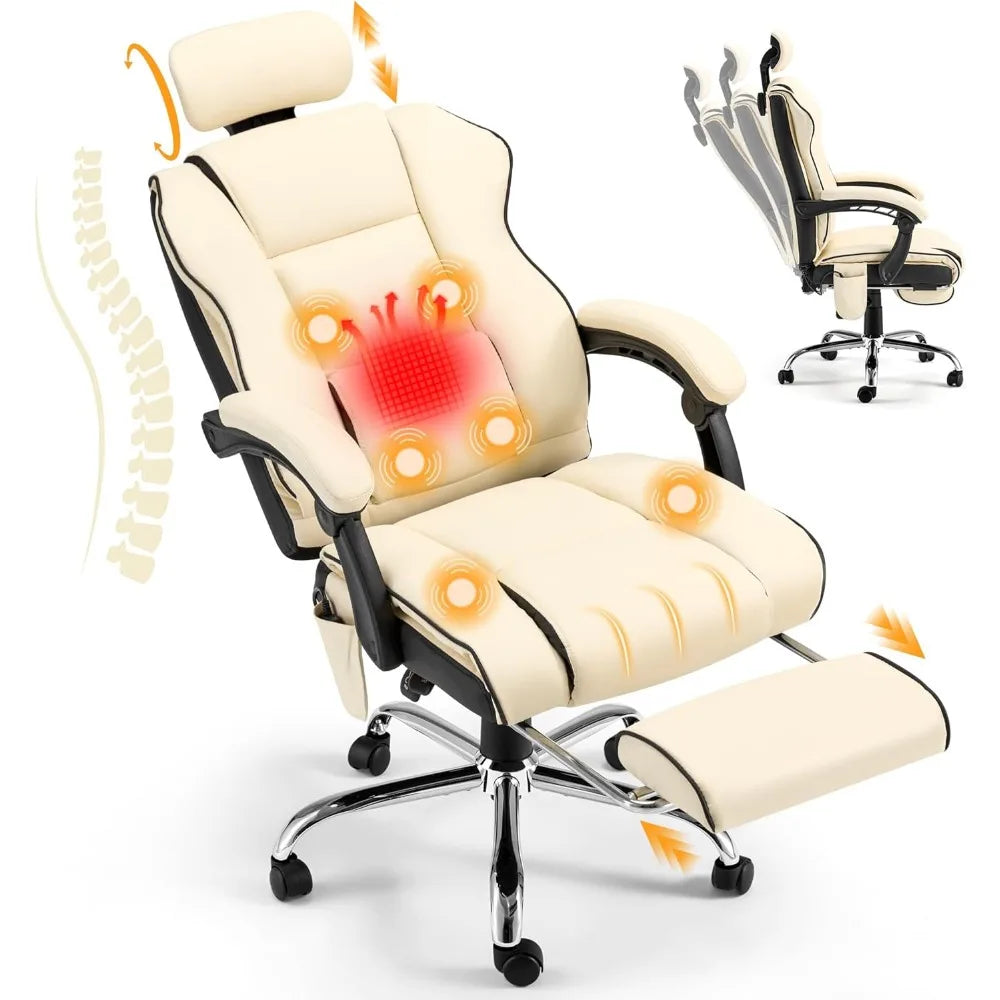 6-Point Massage Executive Office Chair – Heated Recliner with Footrest - Image 6