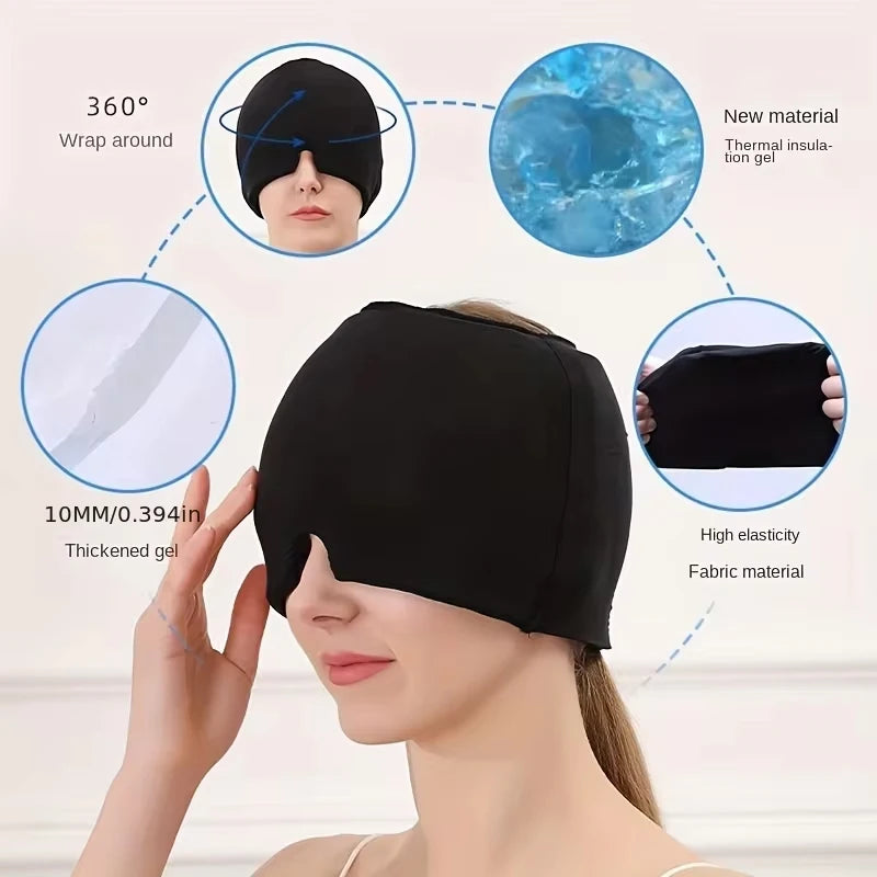 Reusable Migraine Relief Mask – Dual Hot & Cold Gel Compress for Headache & Migraine Soothing - Image 2