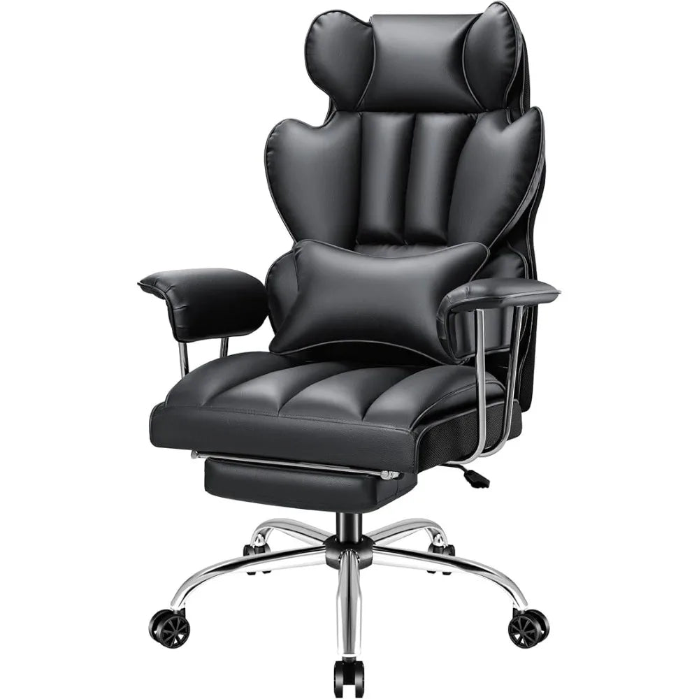 Big & Tall Executive Office Chair – High Back Leather Recliner with Footrest - Image 11