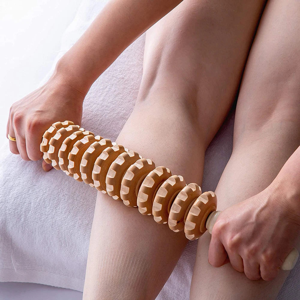 12-Wheel Wood Therapy Roller Stick – Curved Maderoterapia Colombiana Massager for Lymphatic Drainage - Image 3