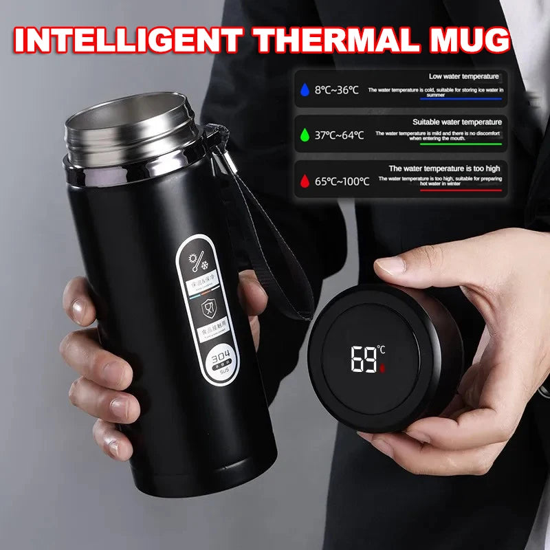 Stainless Steel Thermos Bottle with LED Temperature Display – 500ml–1L Vacuum Flask