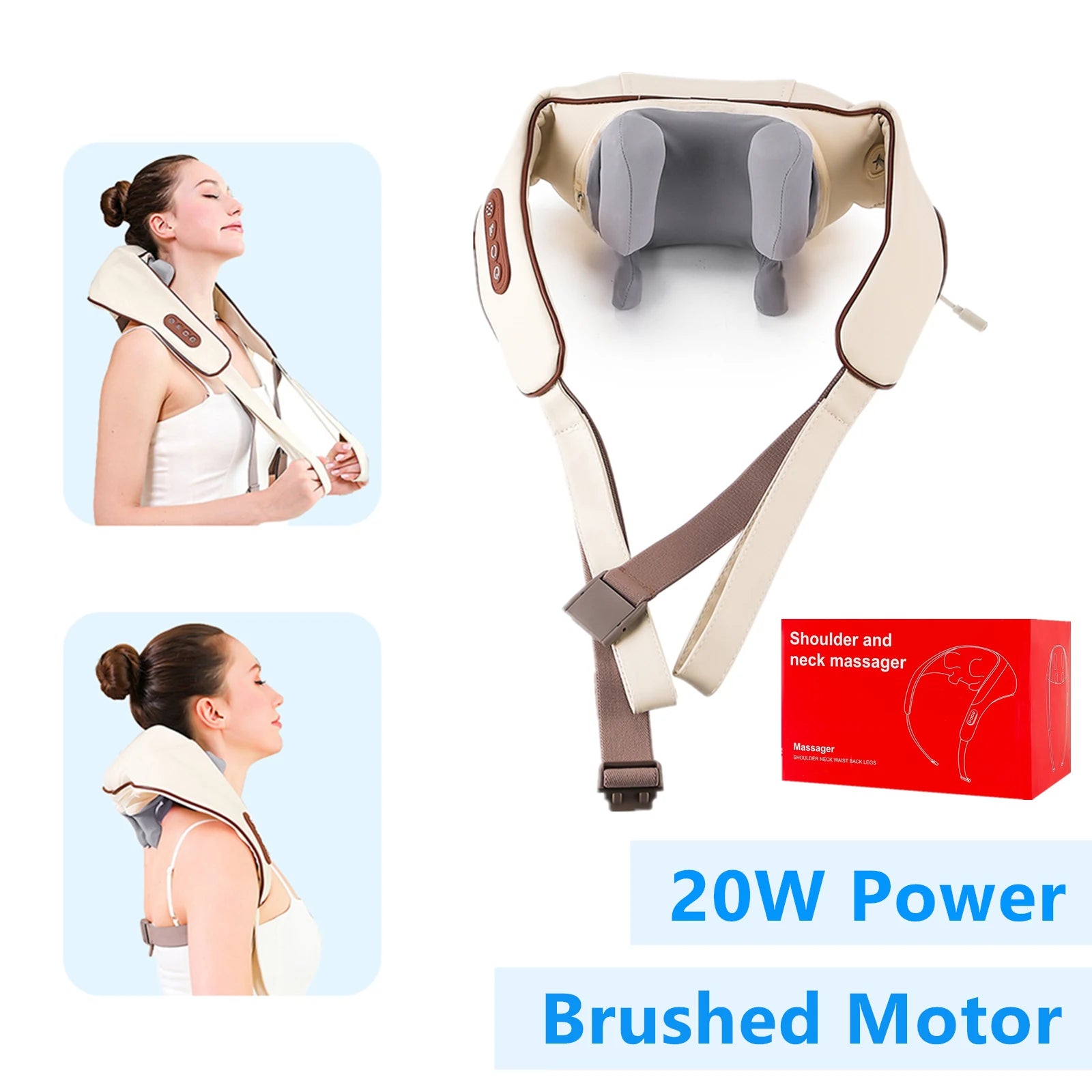 Foreverlily 26W Brushless Motor Neck and Shoulder Massager – Wireless Kneading Massage Shawl - Image 7