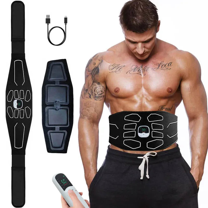 Electronic EMS Muscle Stimulator Abdominal Toning Belt – With Remote Control & USB Rechargeable