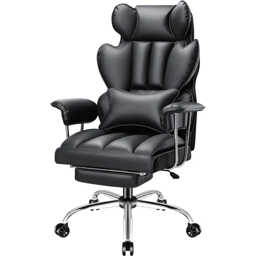 Big & Tall Executive Office Chair – High Back Leather Recliner with Footrest - Image 6