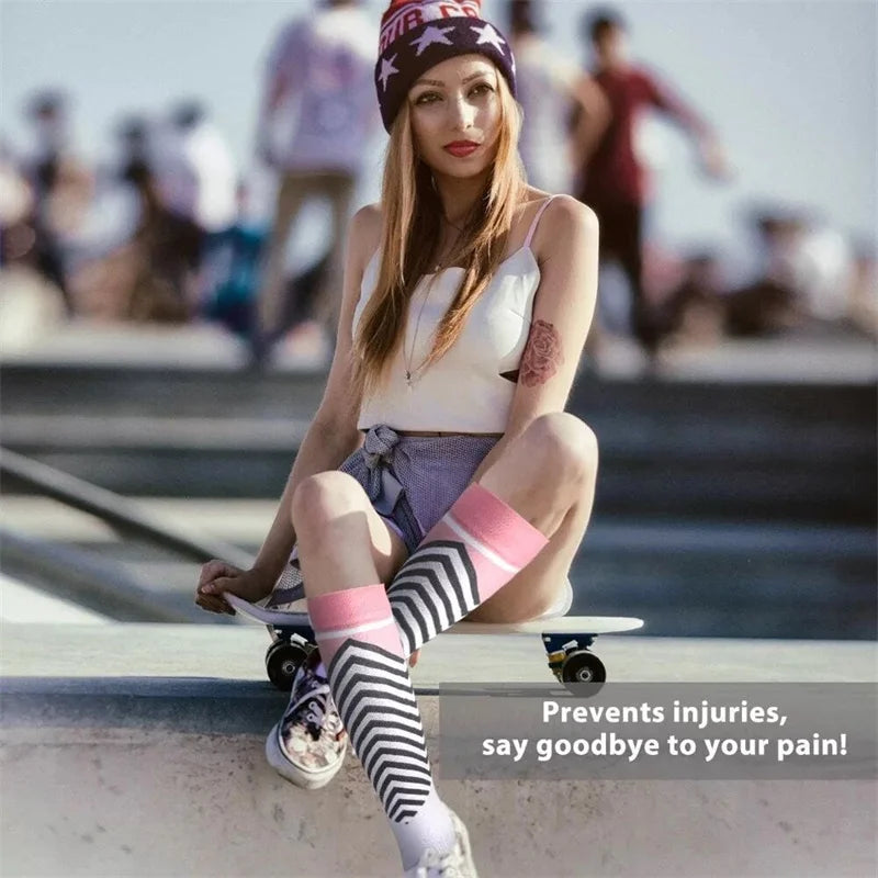 20–30mmHg Compression Socks – Pink Knee-High Stockings for Varicose Veins, Pain Relief & Circulation Support - Image 5