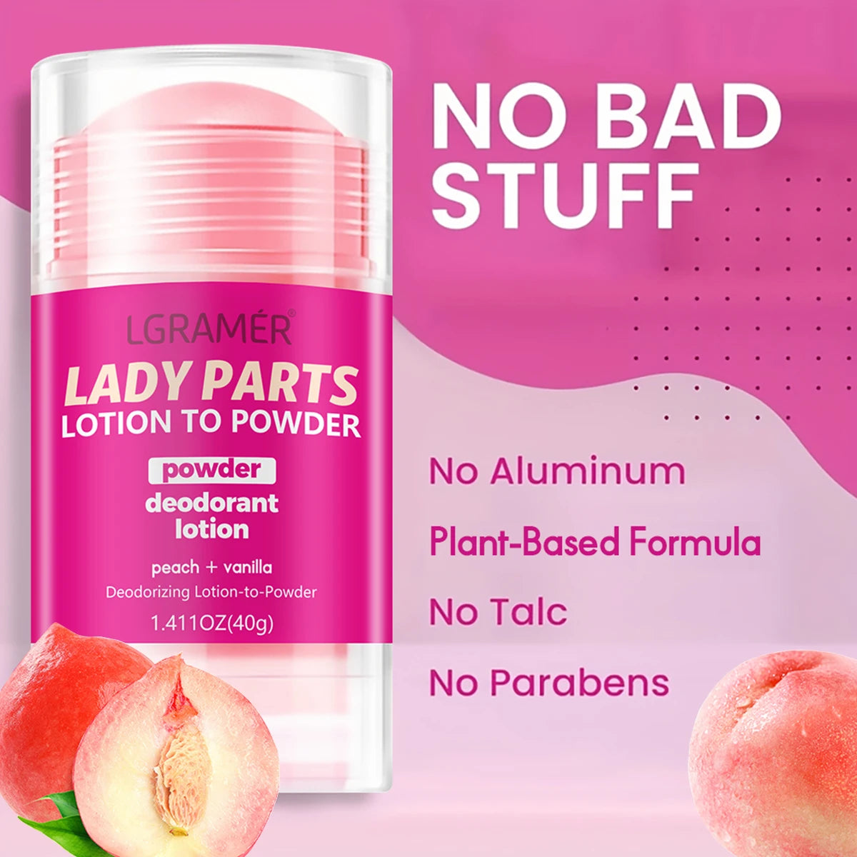 Women's Peach Vanilla Deodorant Lotion – Long-Lasting Fruity Perfume & Skin Care Fragrance