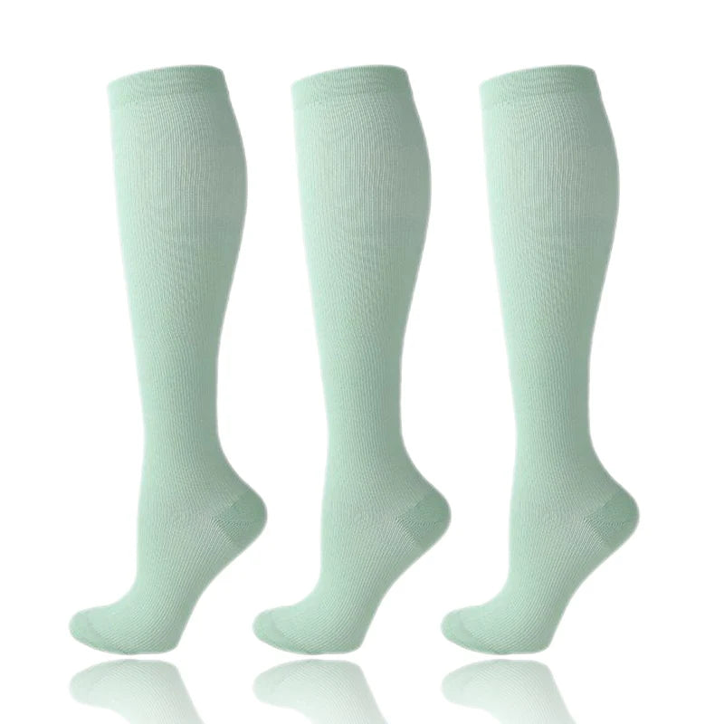 3 Pairs/Pack Compression Socks – 30mmHg Knee-High Support for Men & Women (58 Styles) - Image 46
