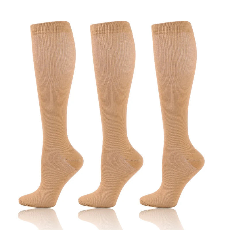 3 Pairs/Pack Compression Socks – 30mmHg Knee-High Support for Men & Women (58 Styles) - Image 41