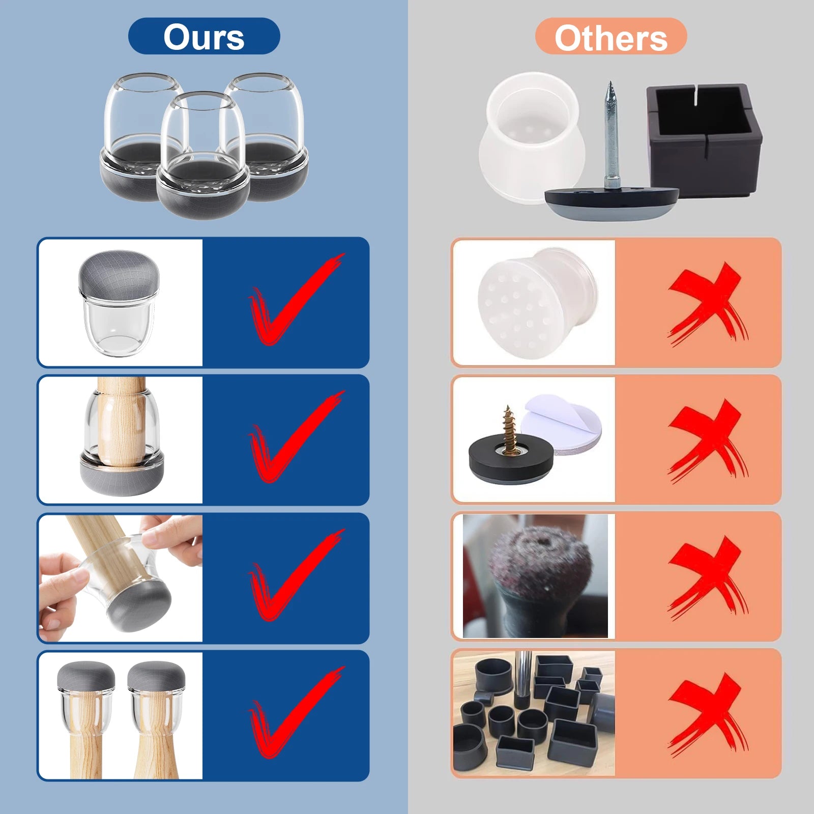 16PCS Round Chair Leg Floor Protectors – Graphene Nylon Bottom Pads for Smooth, Hair-Free Gliding - Image 6