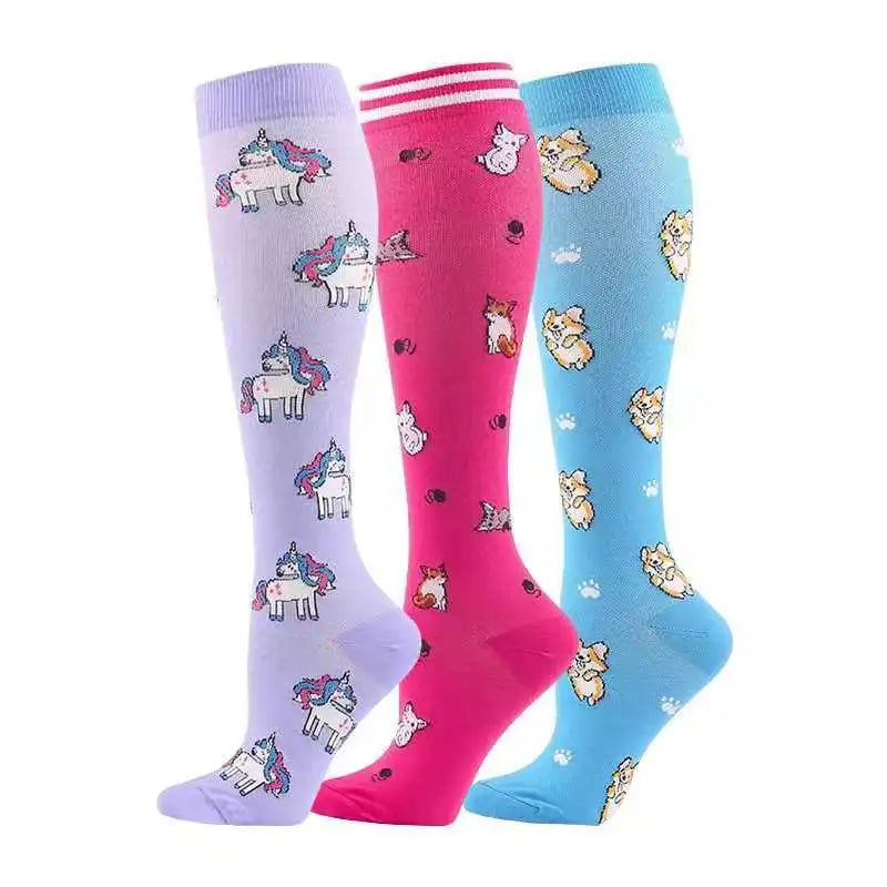 3 Pairs/Pack Compression Socks – 30mmHg Knee-High Support for Men & Women (58 Styles) - Image 37