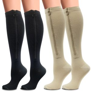 Zippered Compression Stockings – Long Cycling & Sports Leg Support Socks for Women